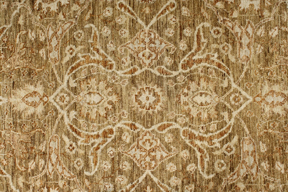 9x10 Brown and Ivory Turkish Oushak Rug