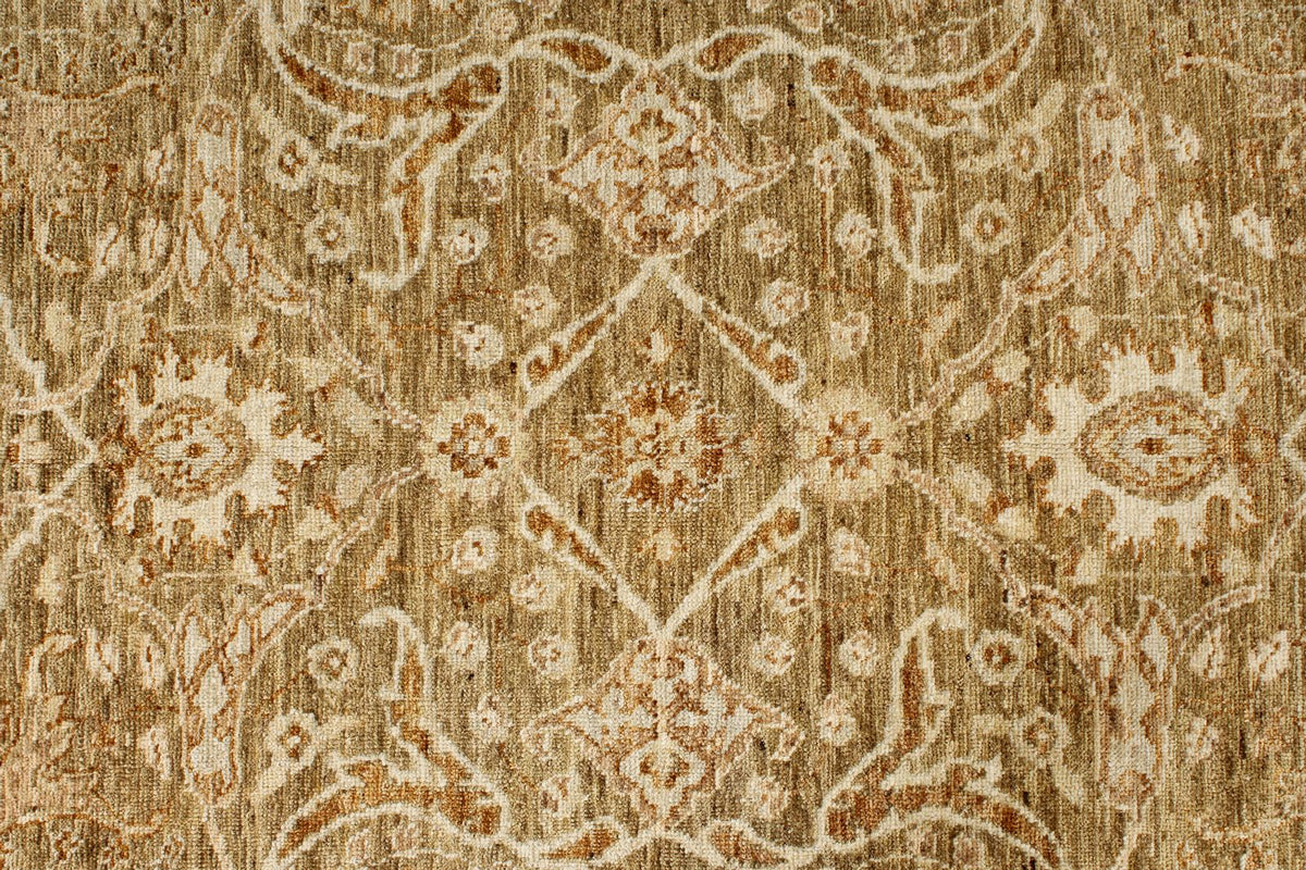 9x10 Brown and Ivory Turkish Oushak Rug