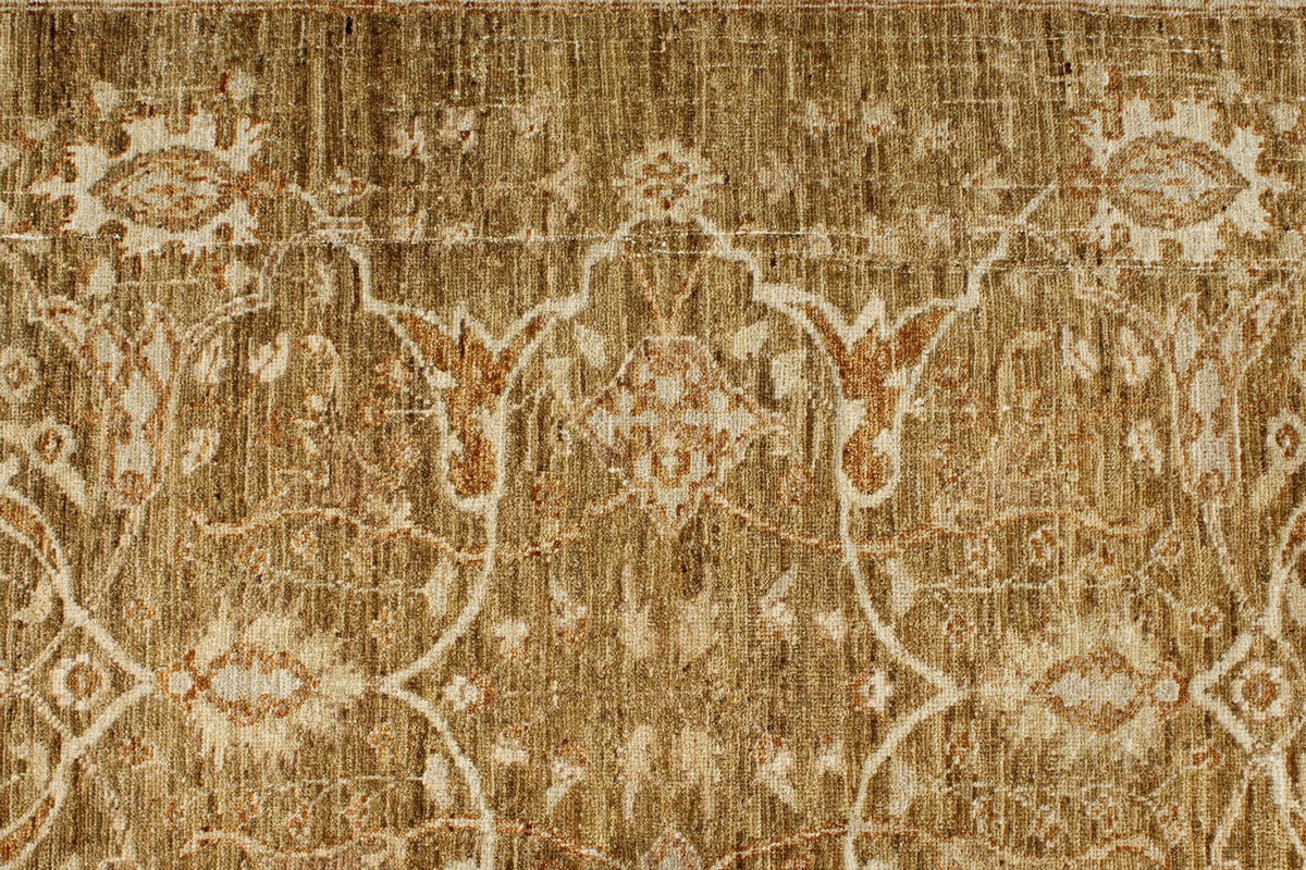 9x10 Brown and Ivory Turkish Oushak Rug
