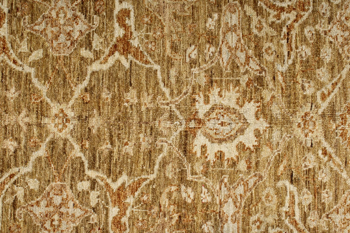 9x10 Brown and Ivory Turkish Oushak Rug