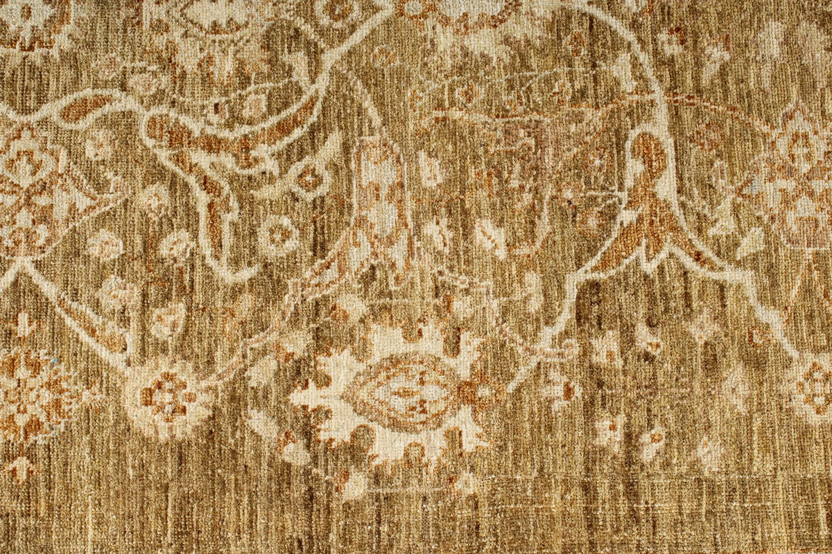 9x10 Brown and Ivory Turkish Oushak Rug