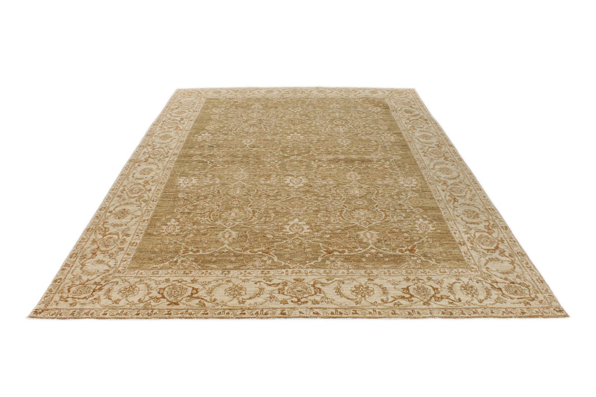 9x10 Brown and Ivory Turkish Oushak Rug