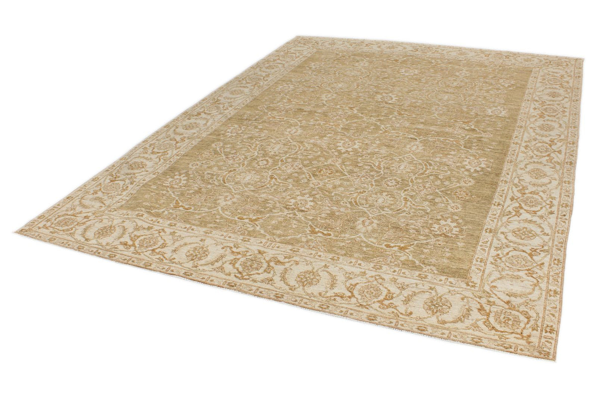 9x10 Brown and Ivory Turkish Oushak Rug