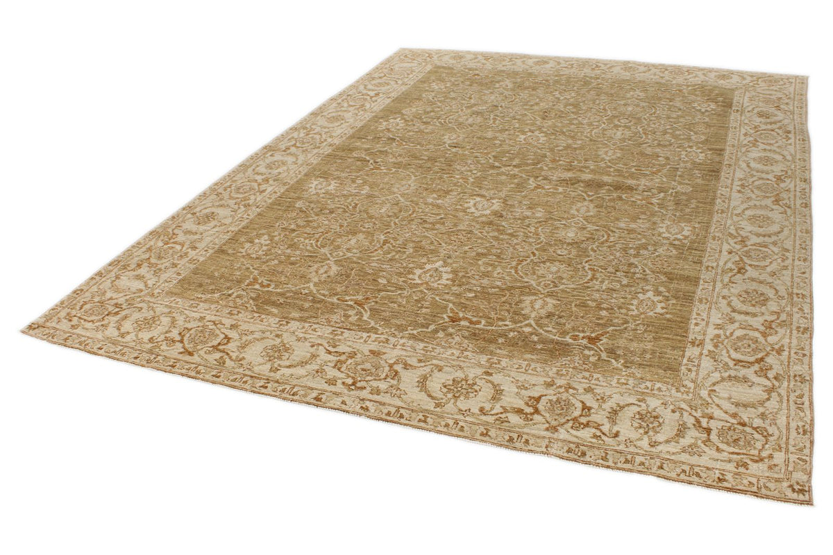 9x10 Brown and Ivory Turkish Oushak Rug