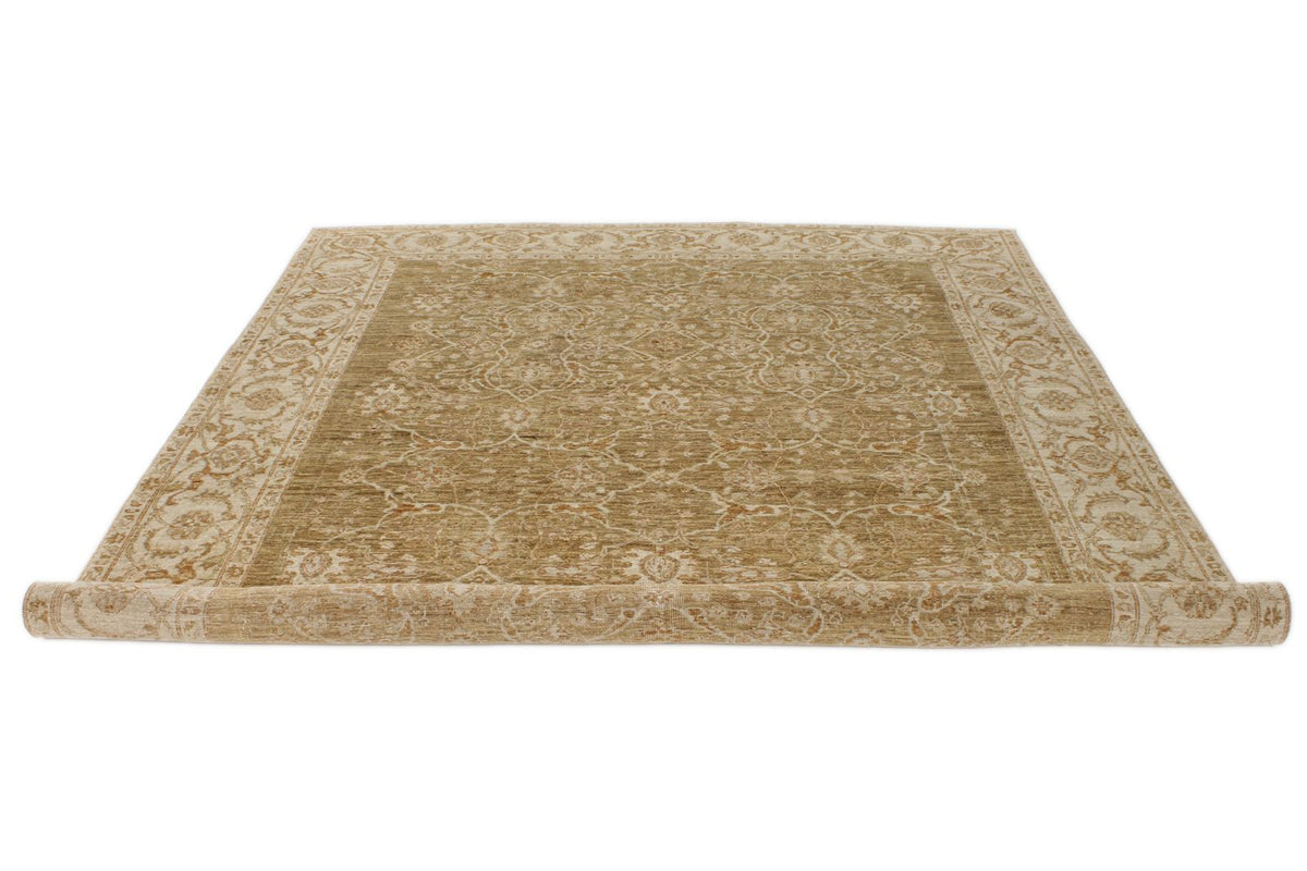 9x10 Brown and Ivory Turkish Oushak Rug