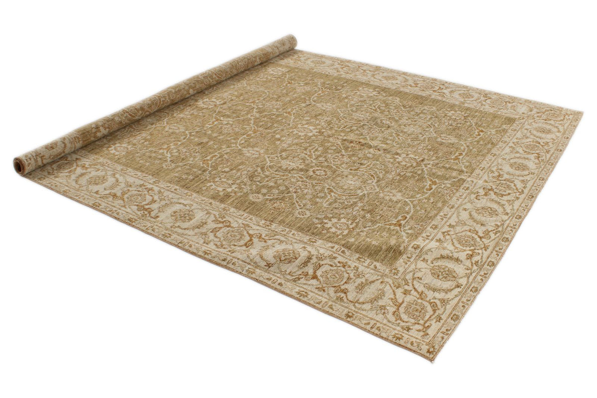 9x10 Brown and Ivory Turkish Oushak Rug