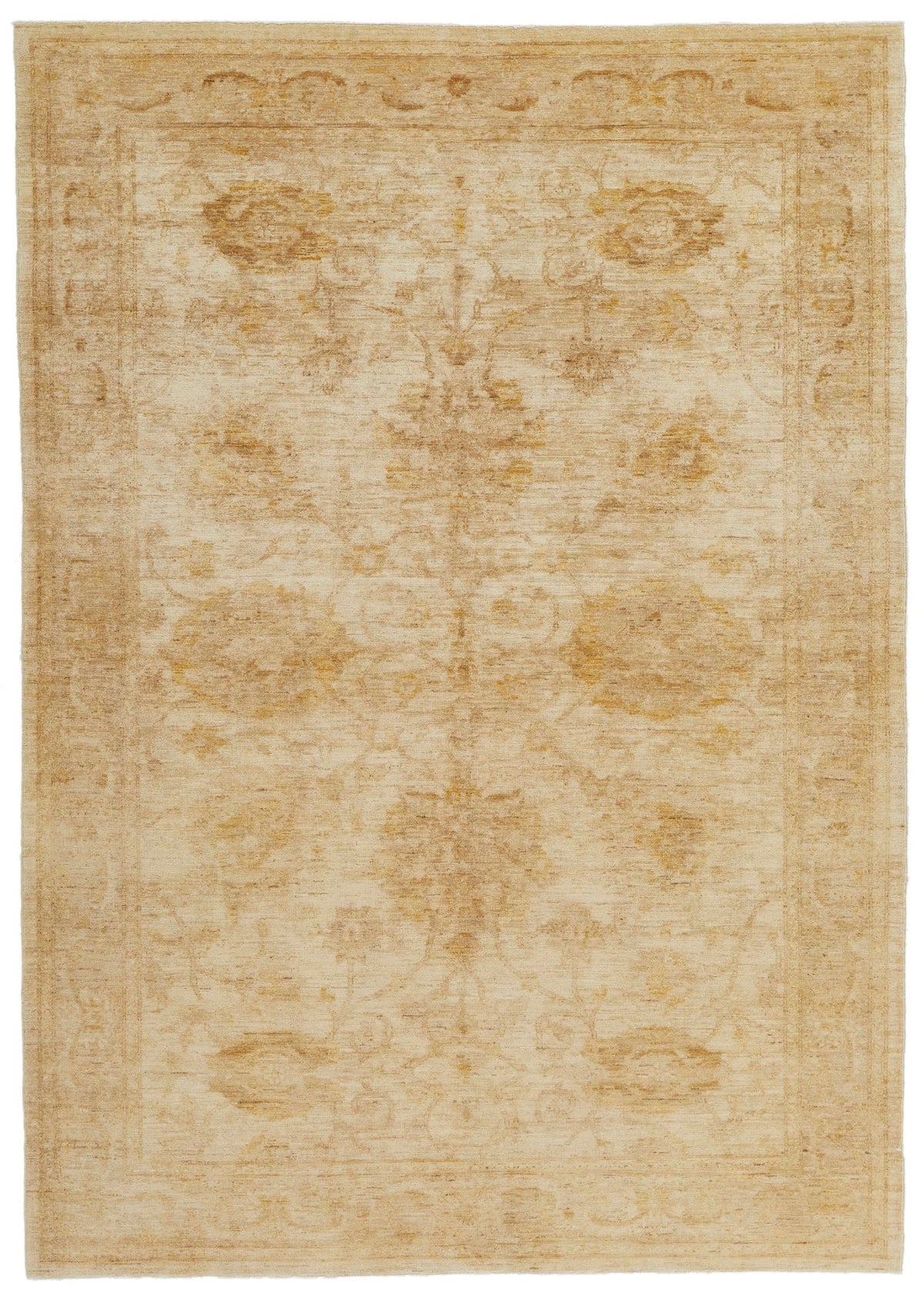6x9 Beige and Ivory Turkish Oushak Rug