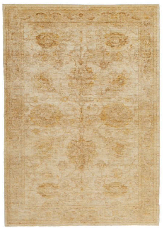 6x9 Beige and Ivory Turkish Oushak Rug