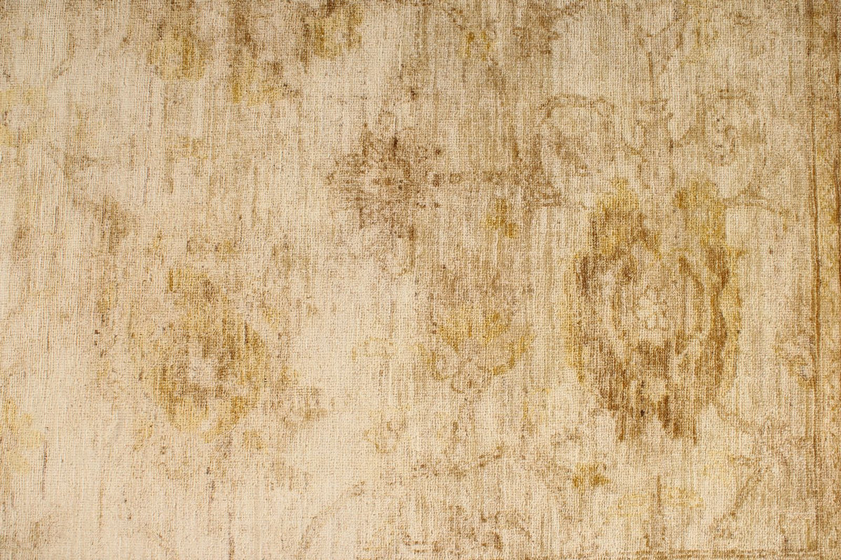 6x9 Beige and Ivory Turkish Oushak Rug
