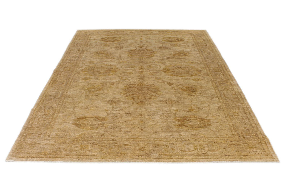 6x9 Beige and Ivory Turkish Oushak Rug