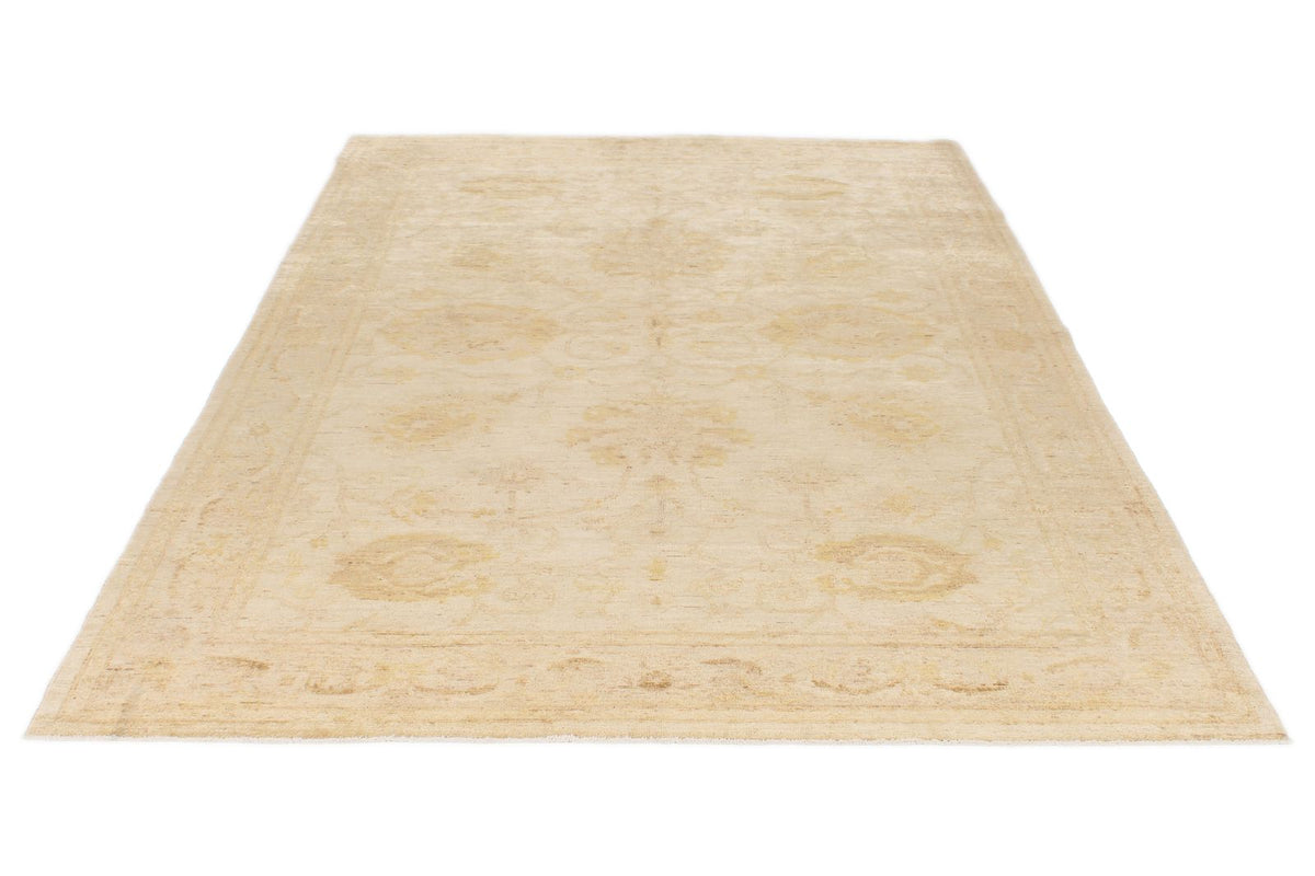 6x9 Beige and Ivory Turkish Oushak Rug