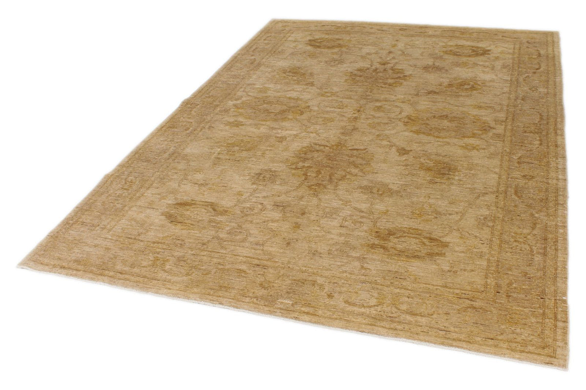 6x9 Beige and Ivory Turkish Oushak Rug
