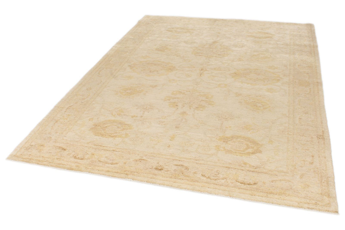 6x9 Beige and Ivory Turkish Oushak Rug