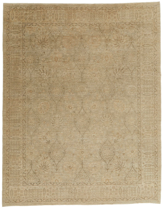8x10 Brown and Ivory Turkish Oushak Rug