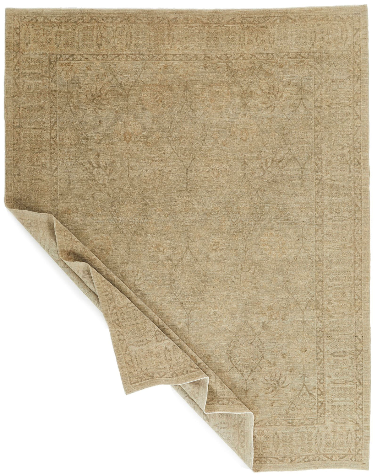 8x10 Brown and Ivory Turkish Oushak Rug