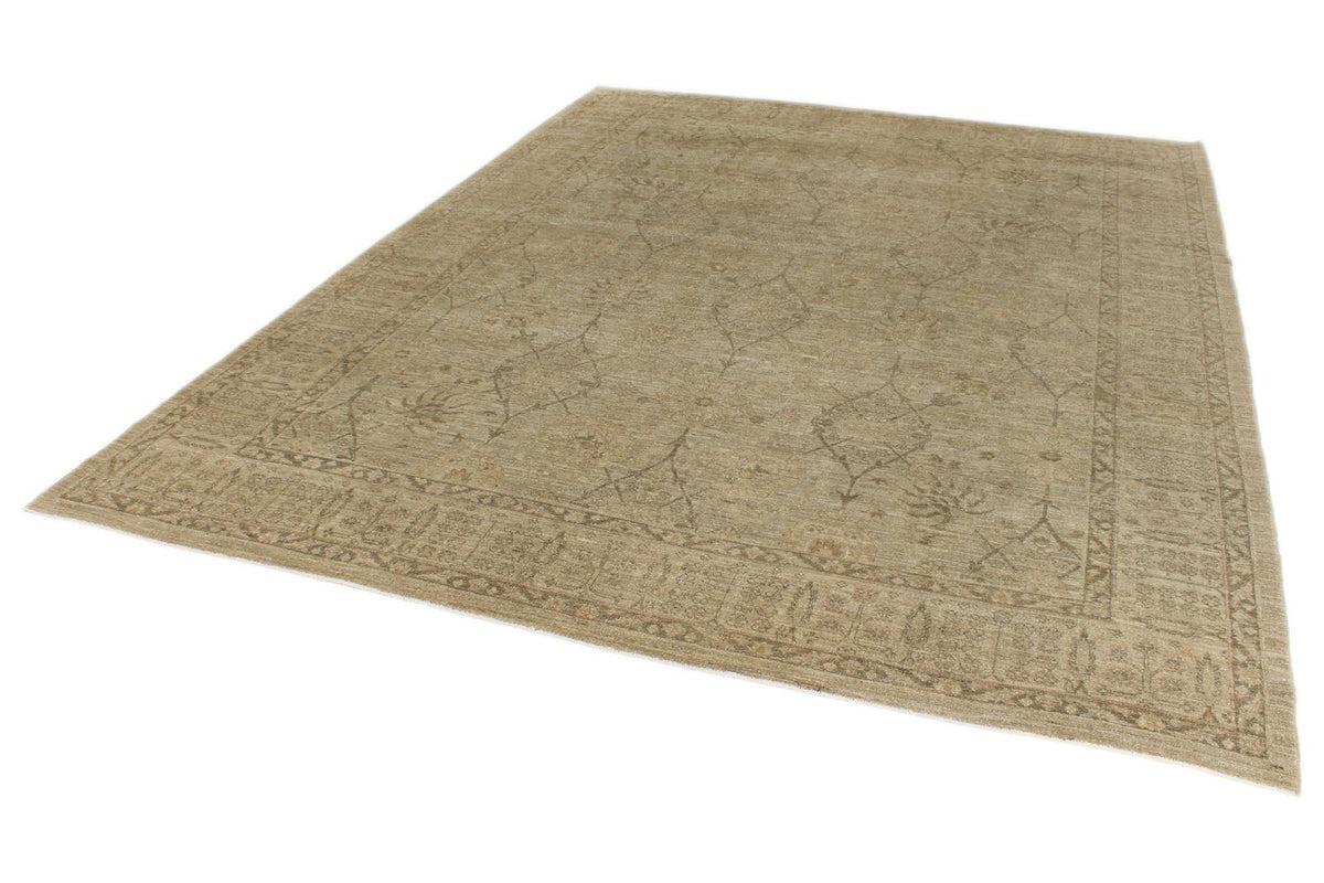 8x10 Brown and Ivory Turkish Oushak Rug