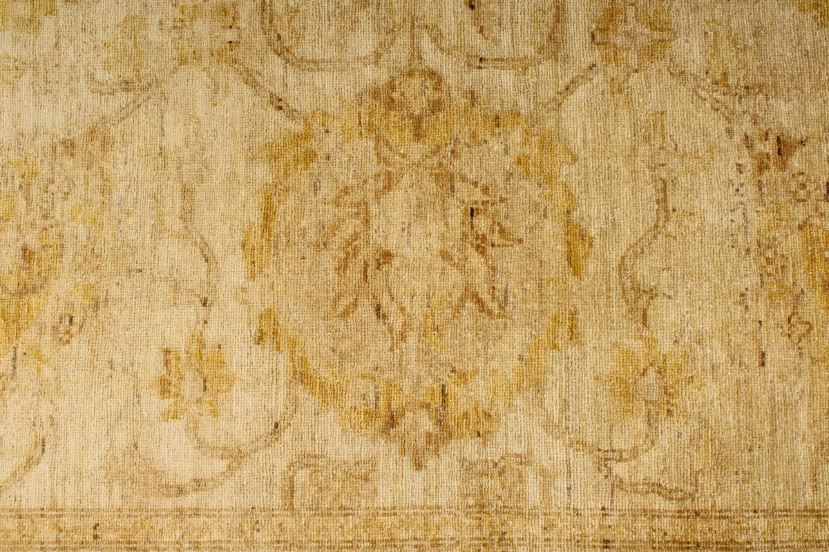 6x9 Ivory and Gold Turkish Oushak Rug