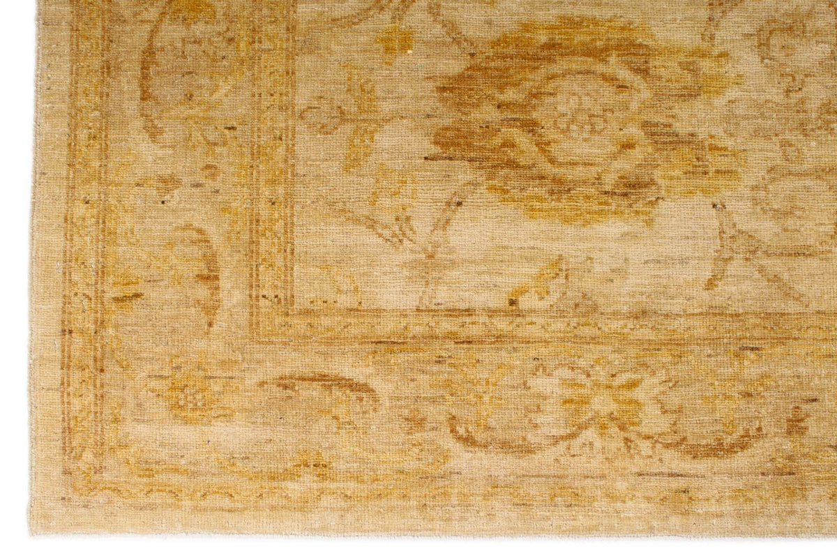 6x9 Ivory and Gold Turkish Oushak Rug