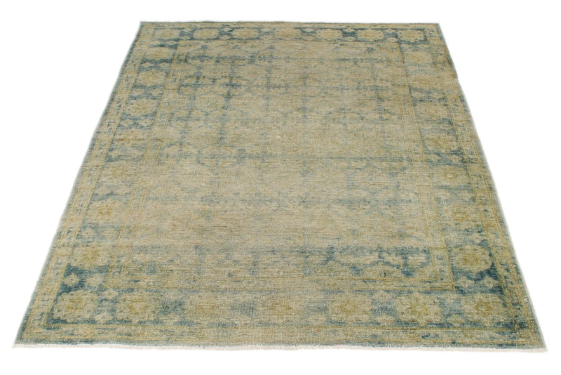 4x6 Blue and Gold Turkish Overdyed Rug