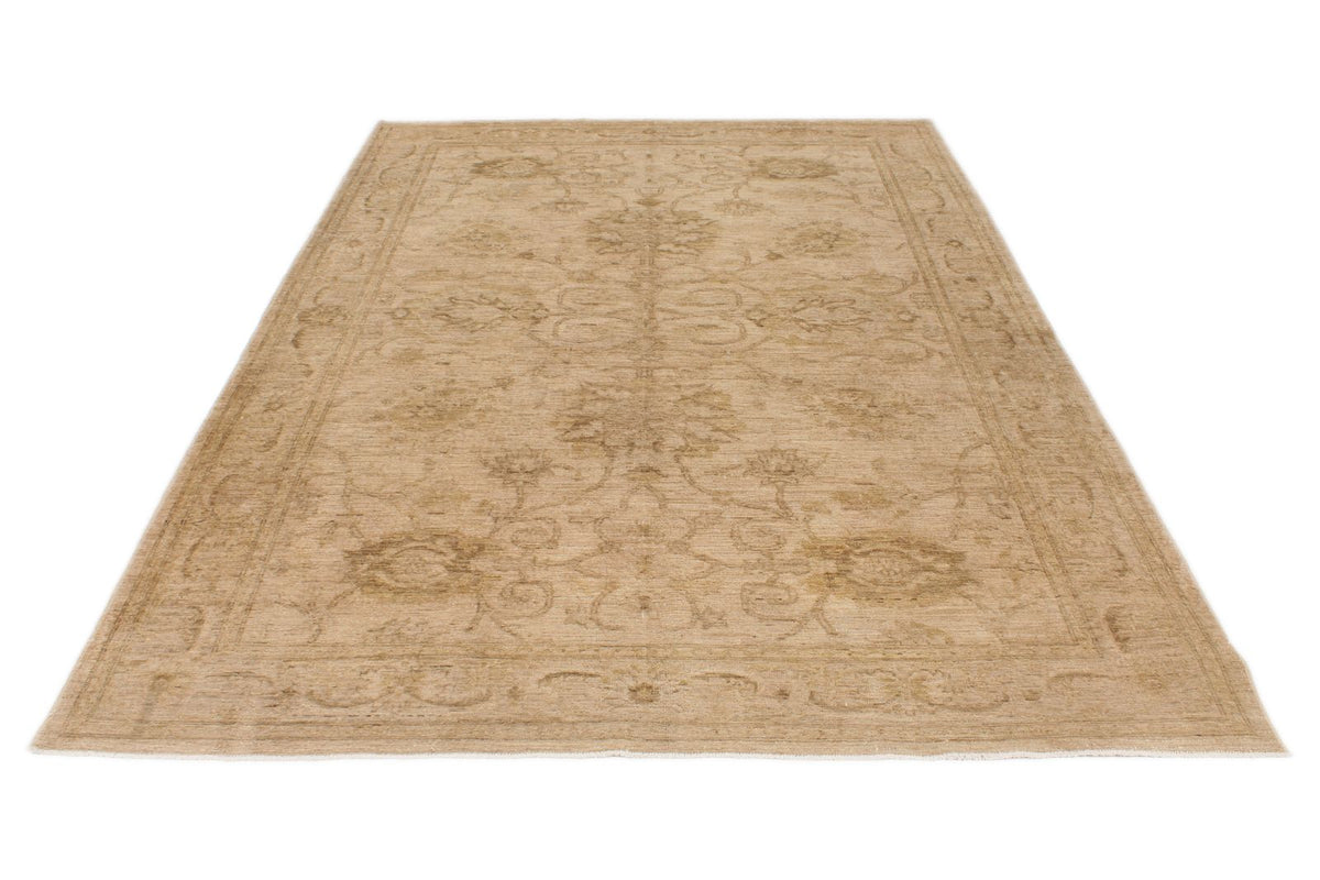 6x10 Ivory and Gold Turkish Oushak Rug