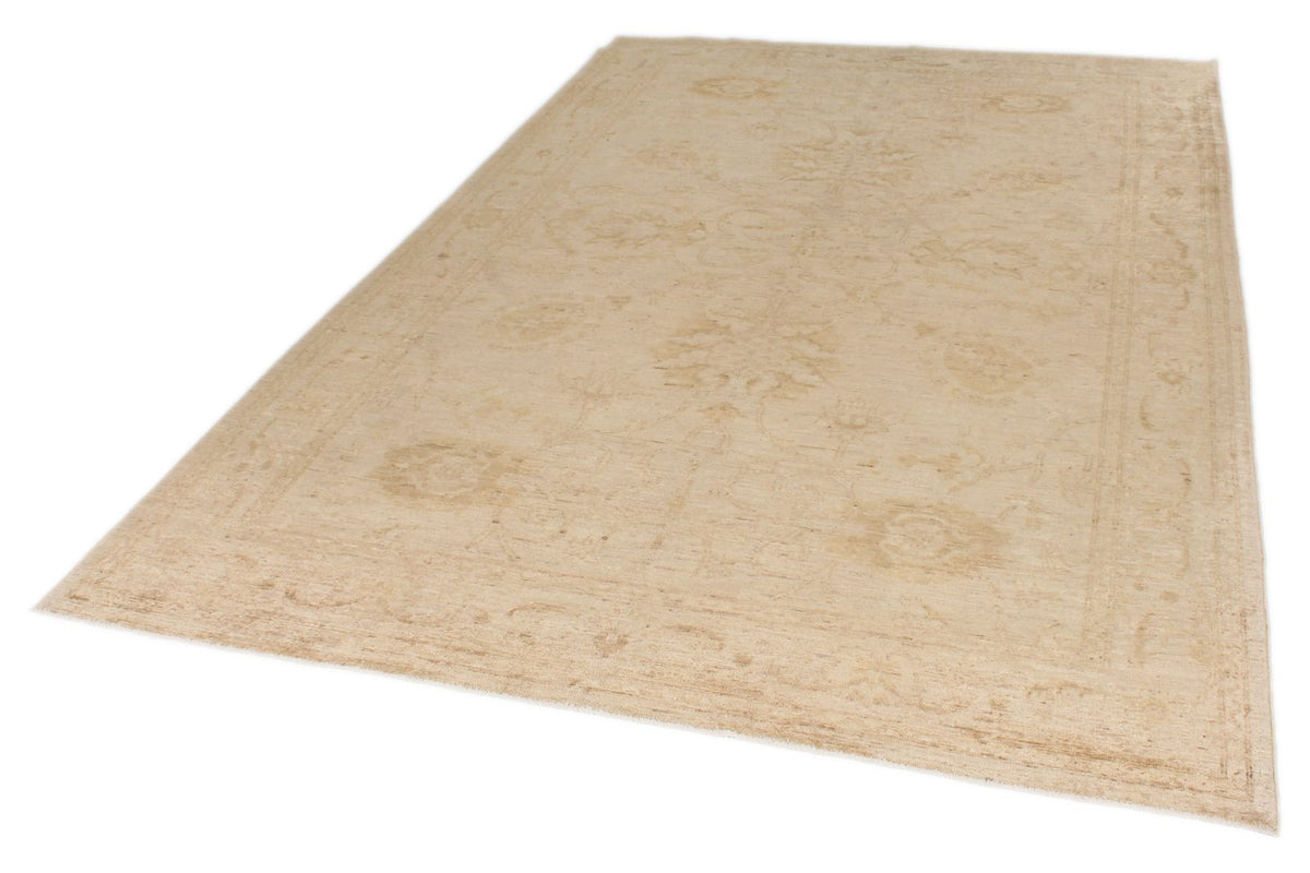 6x10 Ivory and Gold Turkish Oushak Rug