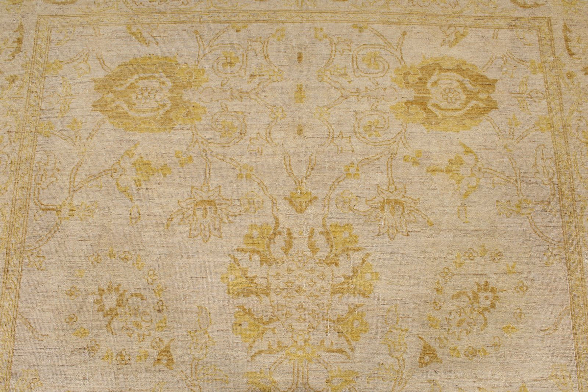 6x9 Ivory and Gold Turkish Oushak Rug