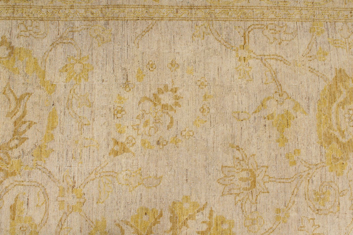 6x9 Ivory and Gold Turkish Oushak Rug