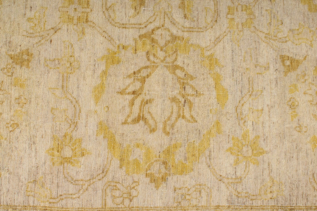6x9 Ivory and Gold Turkish Oushak Rug