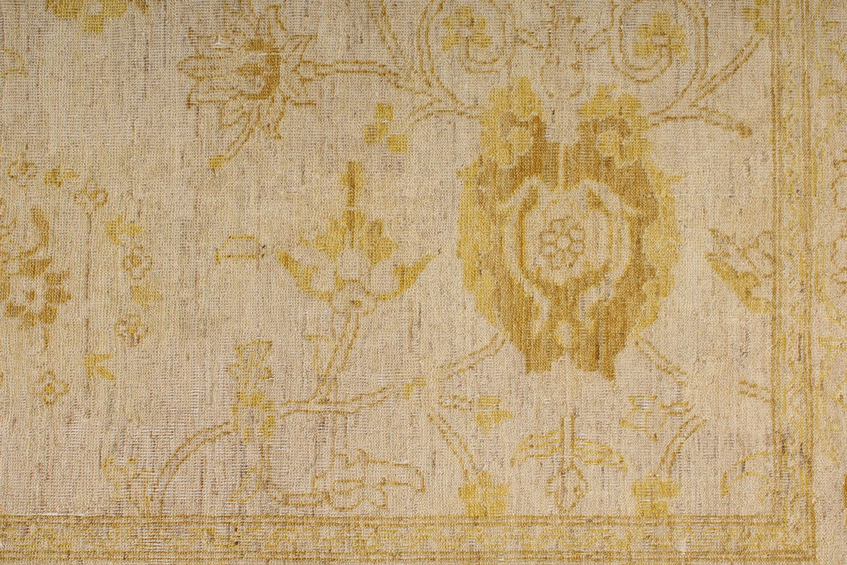 6x9 Ivory and Gold Turkish Oushak Rug