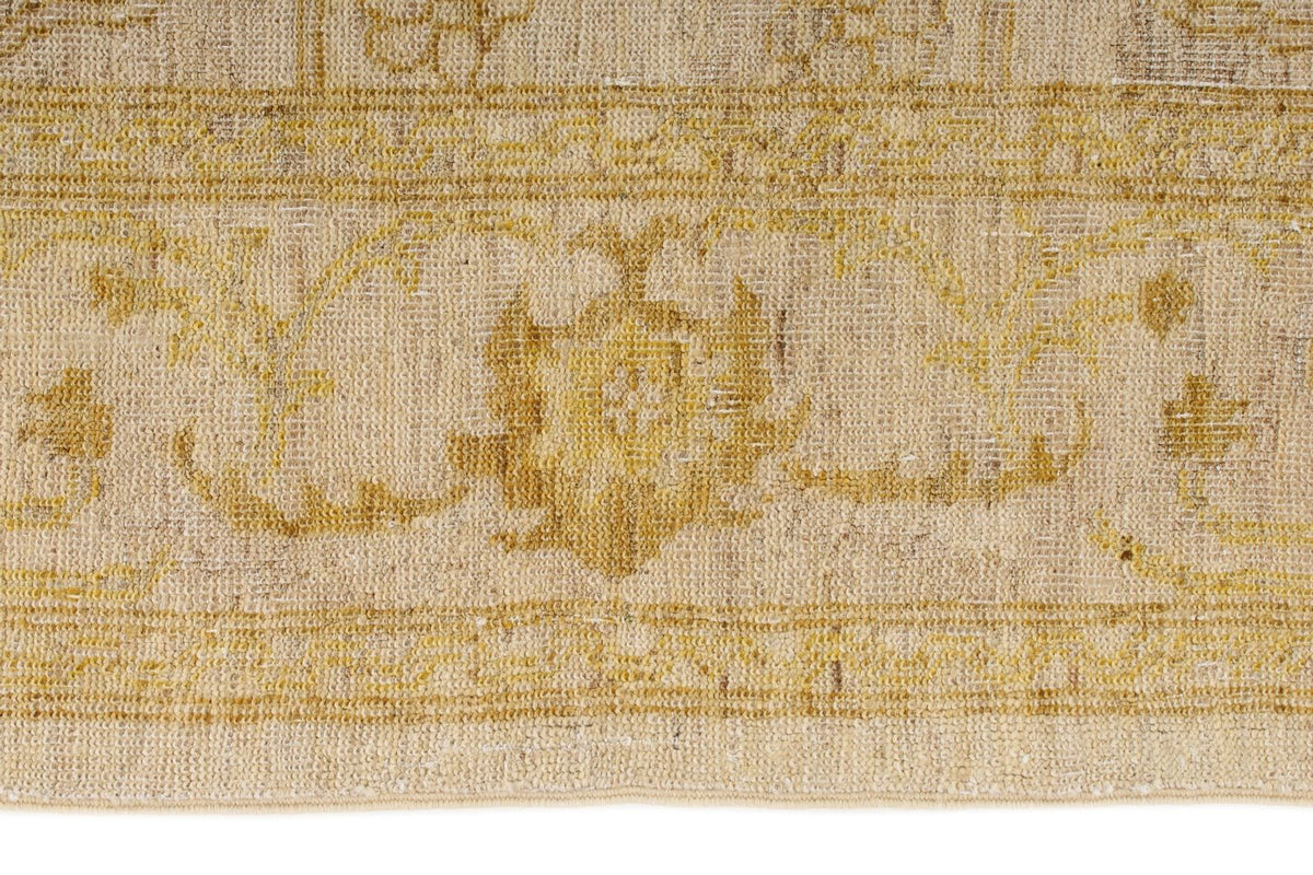 6x9 Ivory and Gold Turkish Oushak Rug