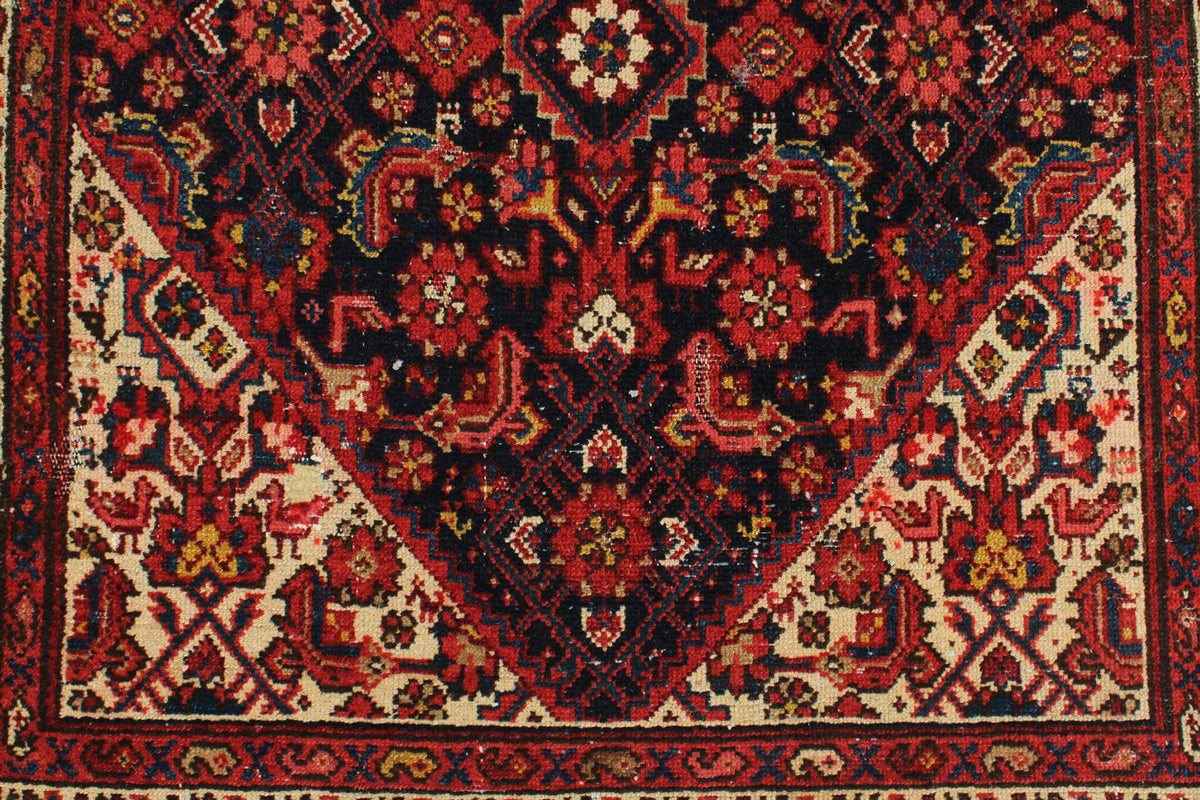 4x17 Navy and Ivory Persian Runner