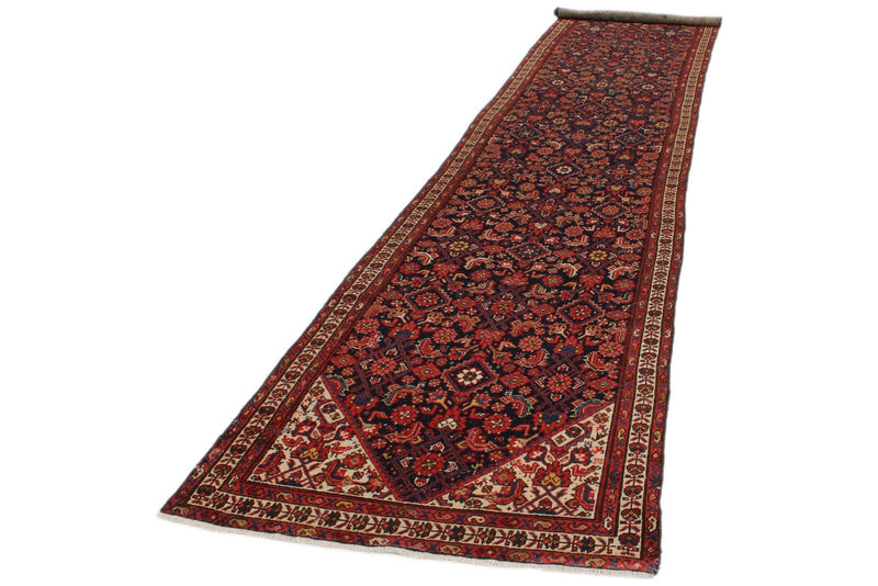 4x17 Navy and Ivory Persian Runner