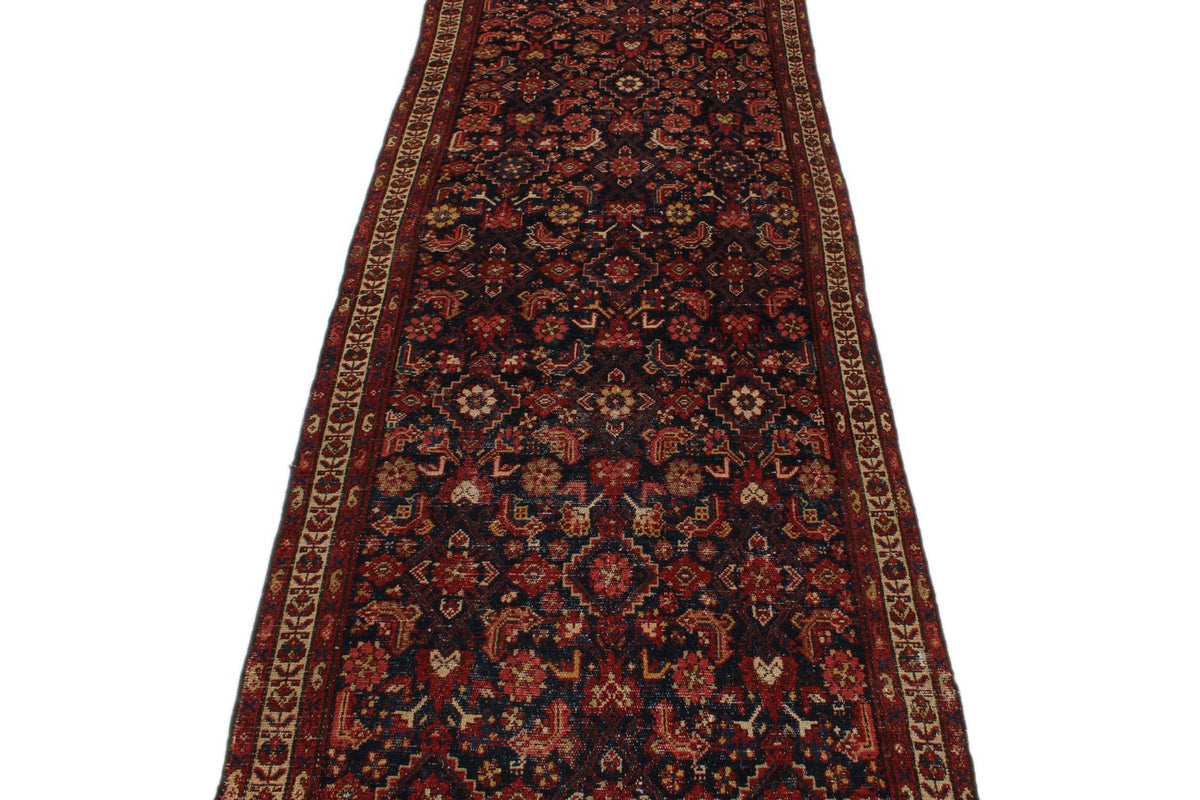 4x17 Navy and Ivory Persian Runner