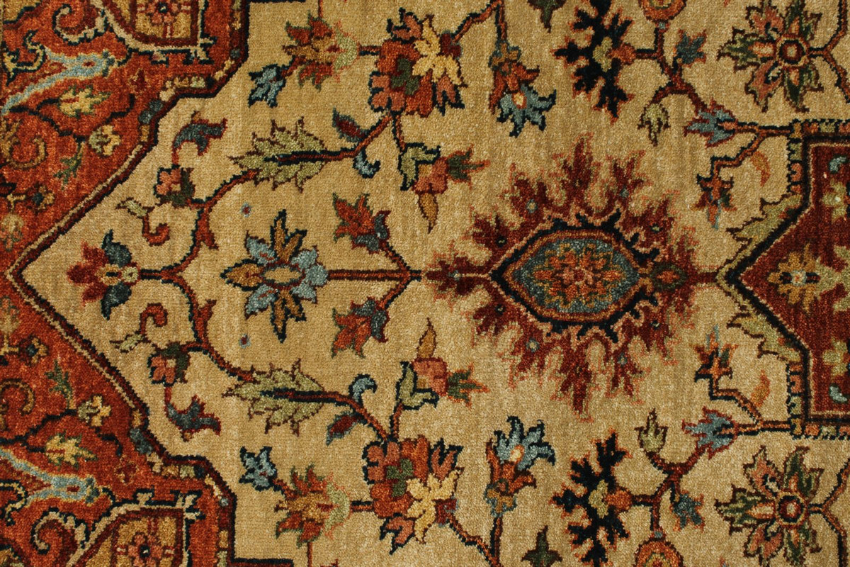 4x8 Ivory and Rust Anatolian Persian Rug