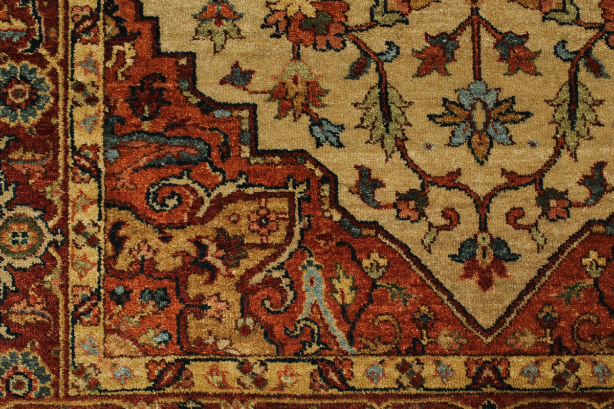 4x8 Ivory and Rust Anatolian Persian Rug