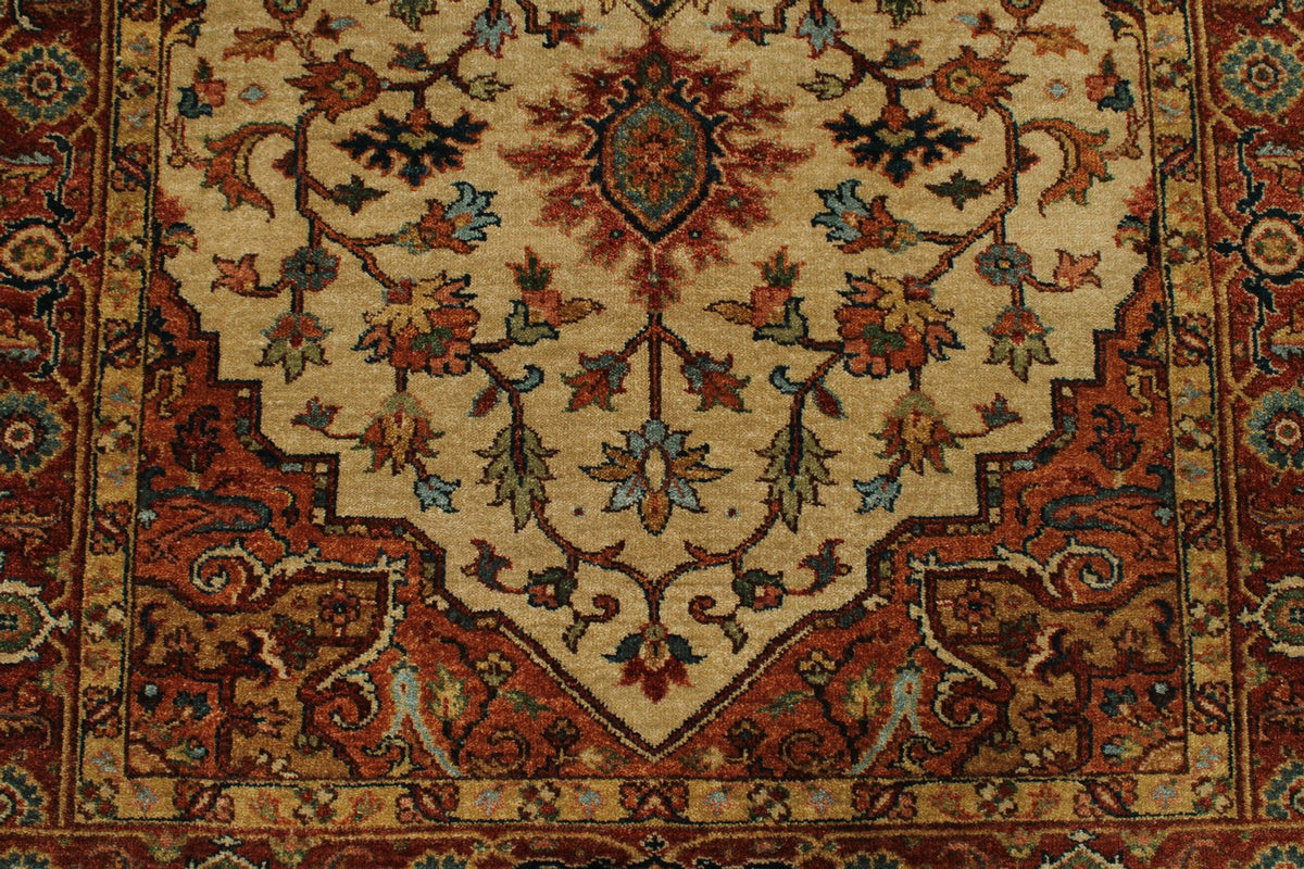 4x8 Ivory and Rust Anatolian Persian Rug