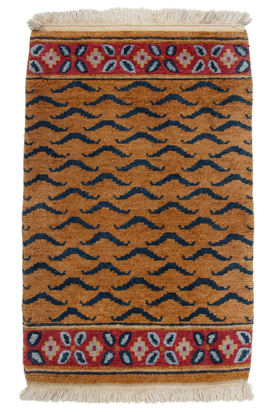 2x3 Yellow and Navy Modern Contemporary Rug