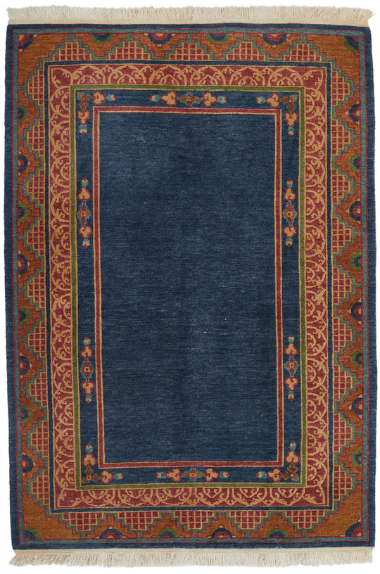 5x7 Navy and Multicolor Modern Contemporary Rug