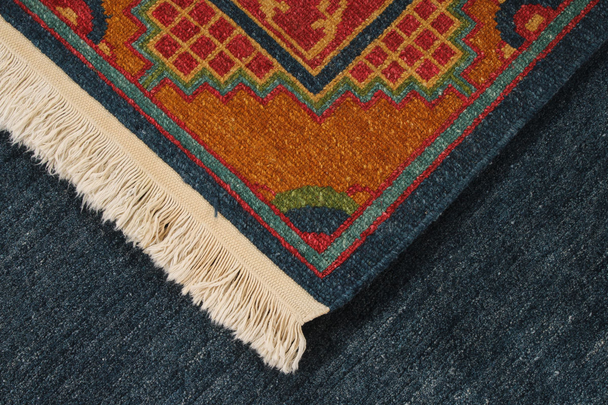 5x7 Navy and Multicolor Modern Contemporary Rug