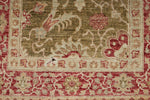 3x4 Green and Red Turkish Oushak Rug