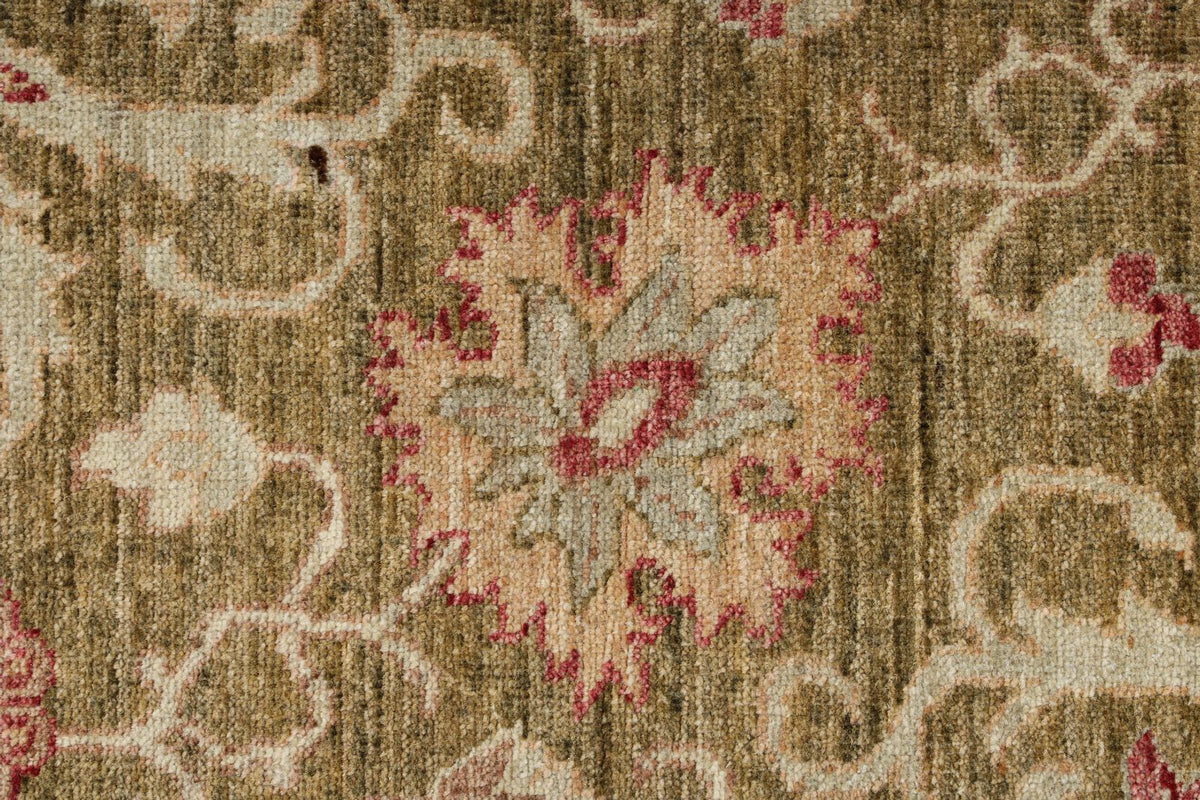 3x4 Green and Red Turkish Oushak Rug