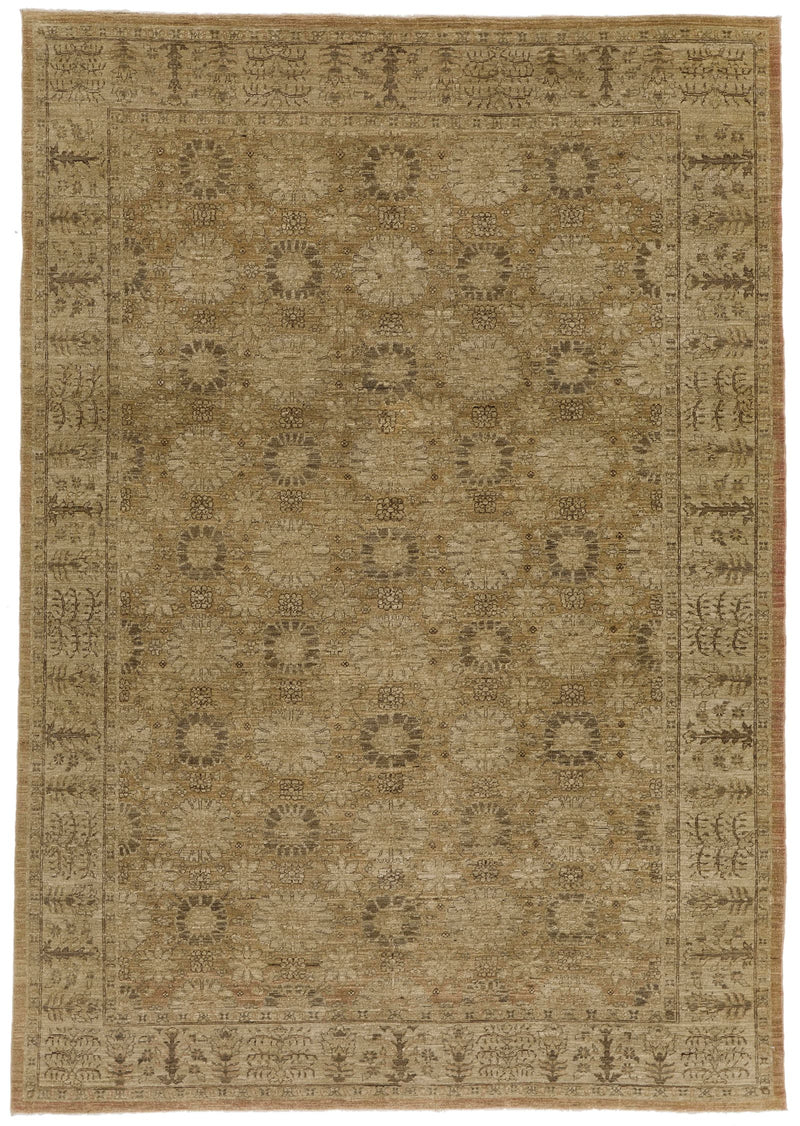 7x10 Blue and Beige Turkish Oushak Rug