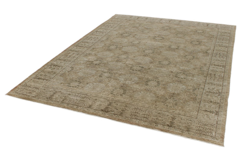 7x10 Blue and Beige Turkish Oushak Rug