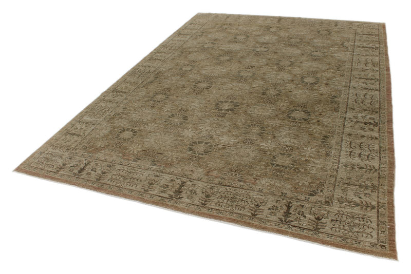 7x10 Blue and Beige Turkish Oushak Rug