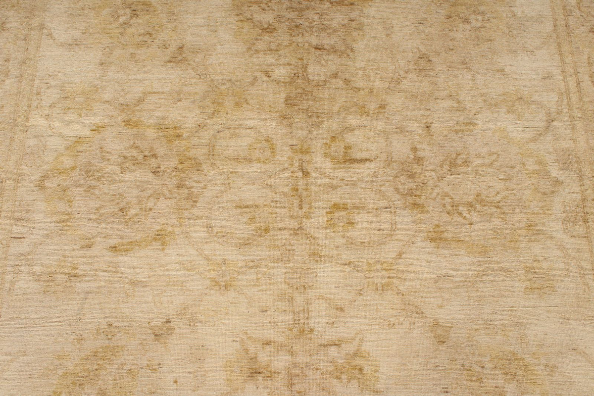 6x9 Ivory and Gold Turkish Oushak Rug