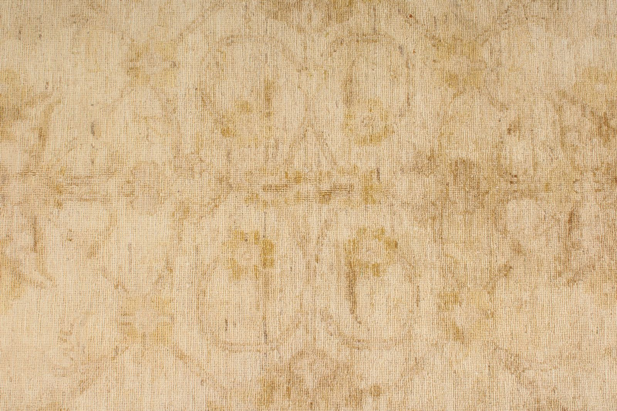 6x9 Ivory and Gold Turkish Oushak Rug