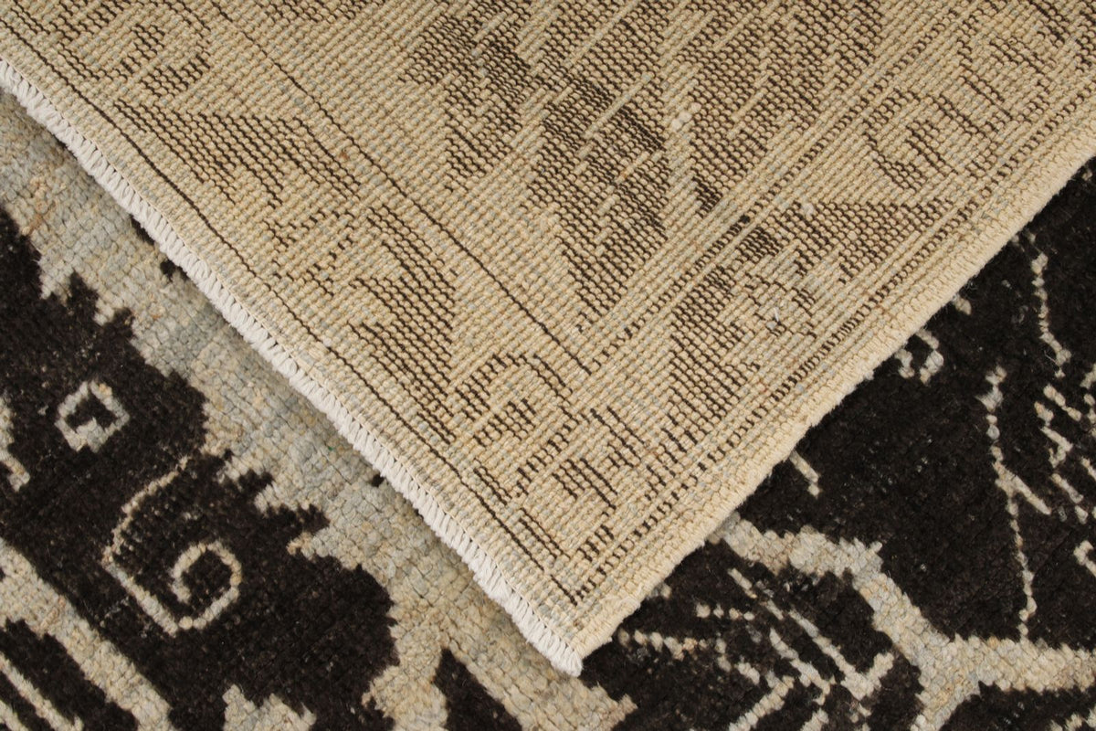 6x9 Brown and Ivory Anatolian Tribal Rug