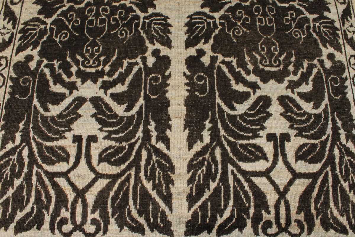 6x9 Brown and Ivory Anatolian Tribal Rug