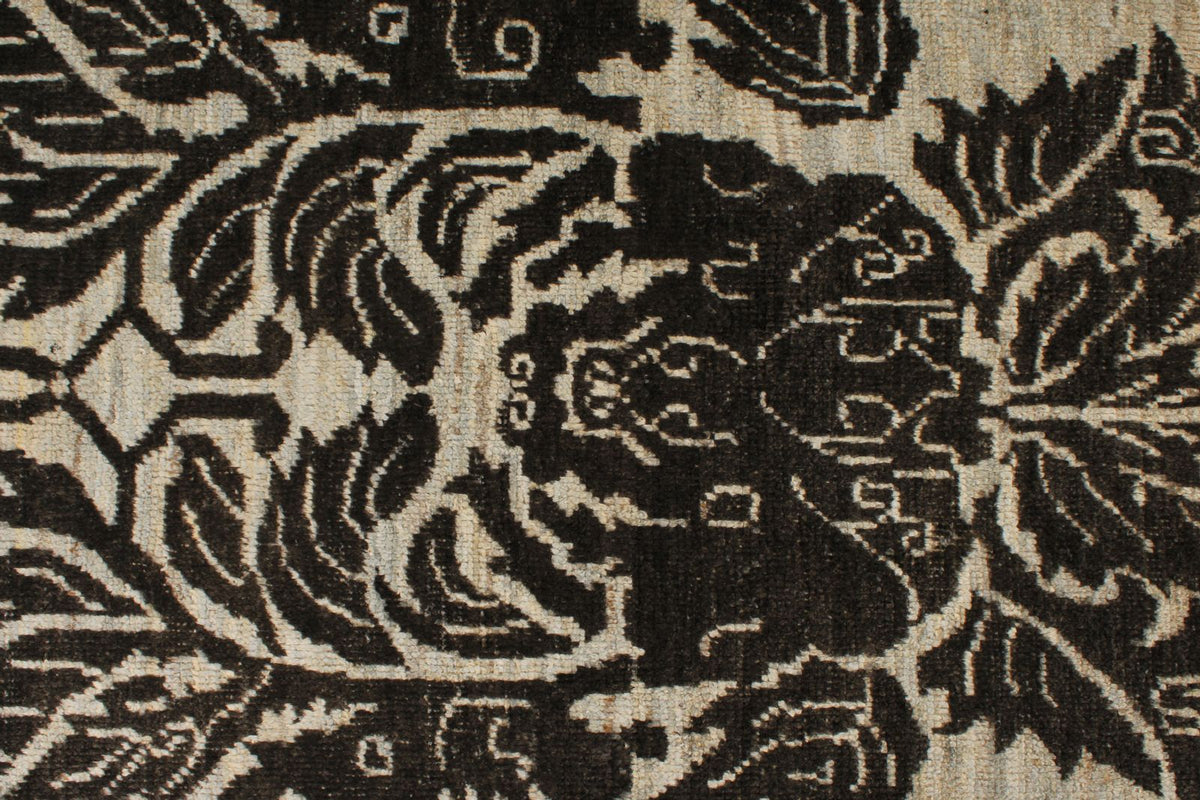 6x9 Brown and Ivory Anatolian Tribal Rug