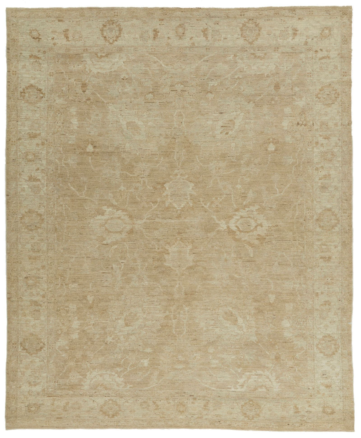 8x10 Ivory and Beige Turkish Oushak Rug